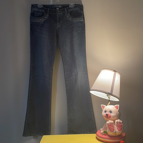 Milky Way Bedazzled/Gemstones/Rhinestones Jeans ✨ Y2K Flare Wide leg - Picture 5 of 7